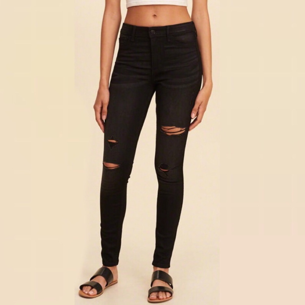 Black High Rise Skinny Jeggings